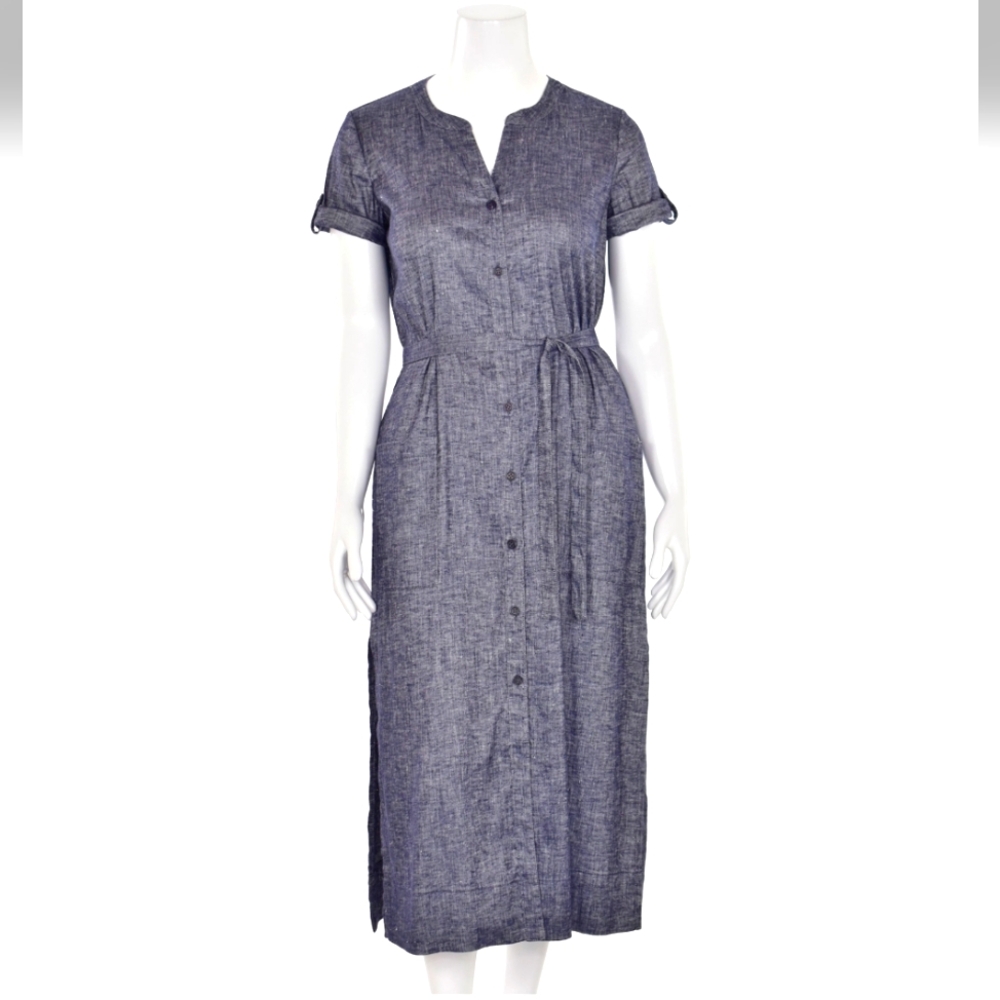 Theory Rolled Sleeve Shirt Dress in Tierra Wash